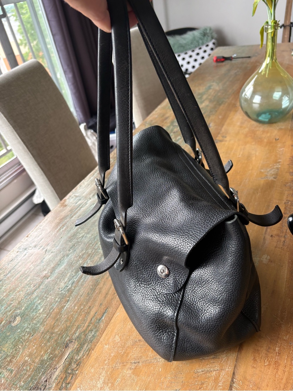 M051 real leather bag Classic Black Leather Shoulder Bag - Picture 7 of 15